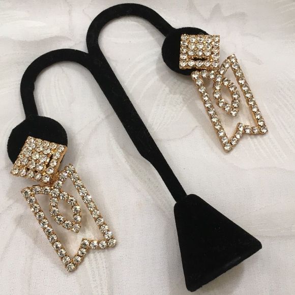 Vintage Gold Earrings With Swarovski Stones - Picture 6 of 8